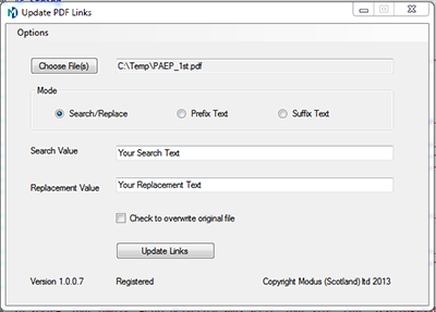 Bulk update hyperlinks in PDF documents